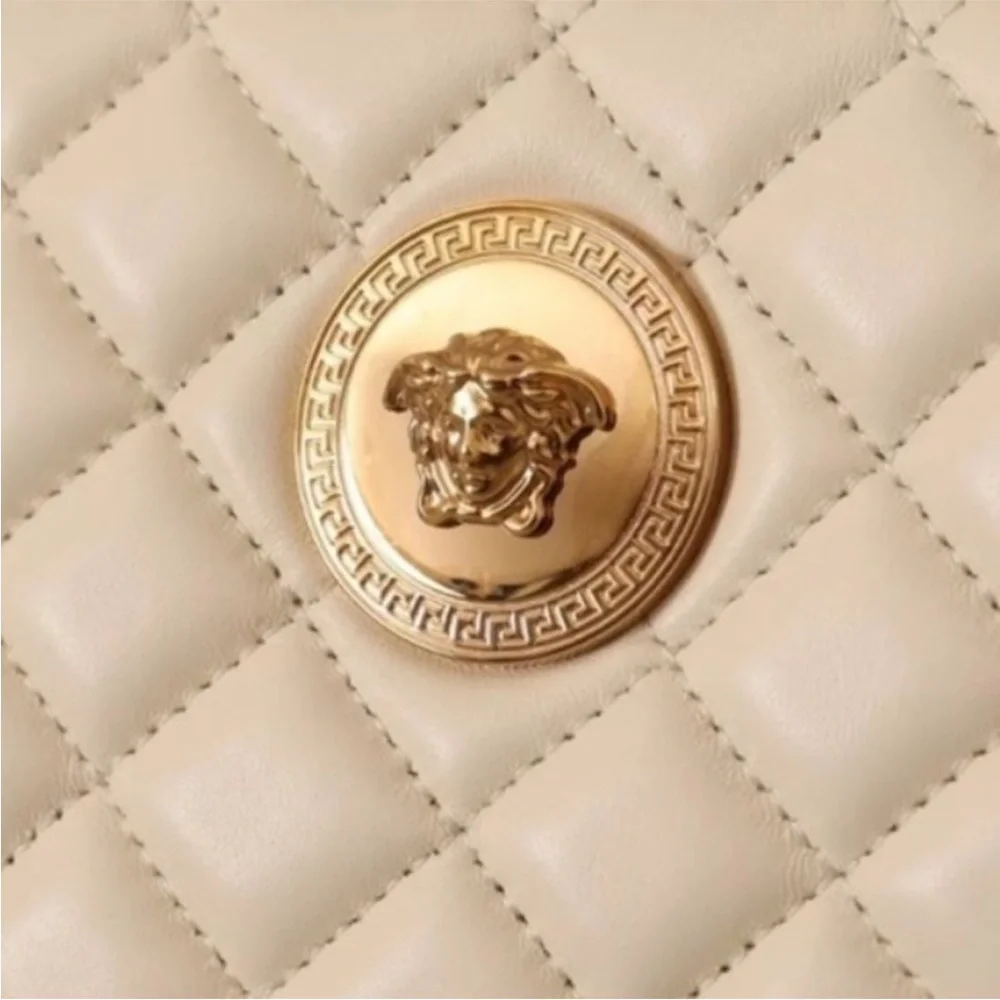 Versace Medusa Lambskin Quilted Tote with Gold Chain - Picture 4 of 12